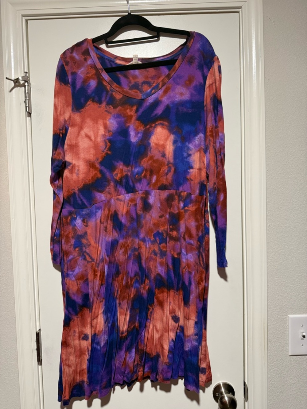 Terra & Sky Purple and Orange Tie-Dye Long Sleeve Dress